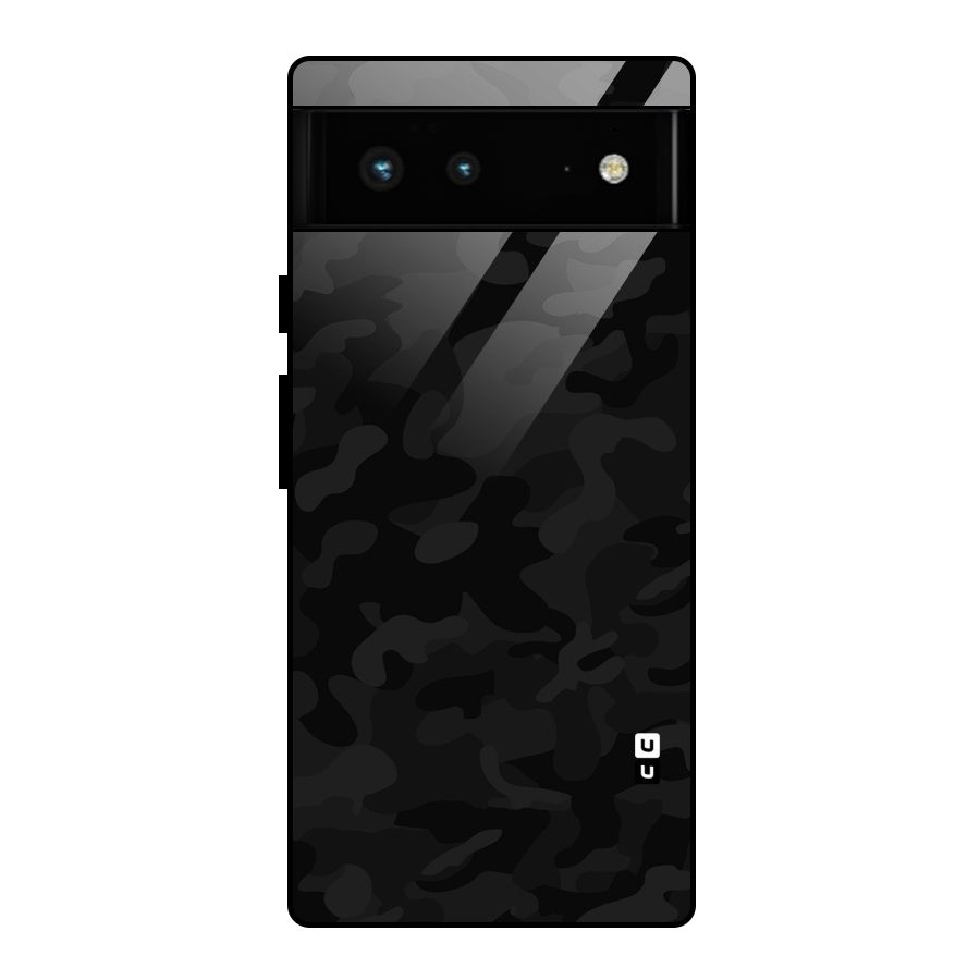 Black Camouflage Glass Back Case for Google Pixel 6