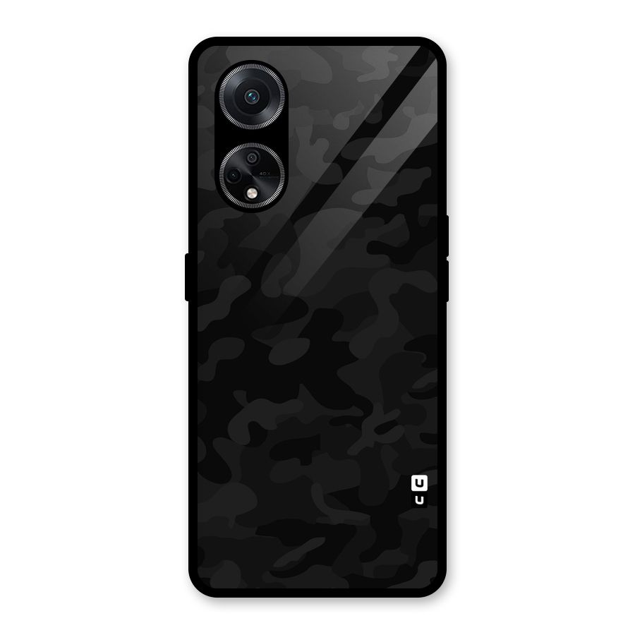 Black Camouflage Glass Back Case for Oppo F23