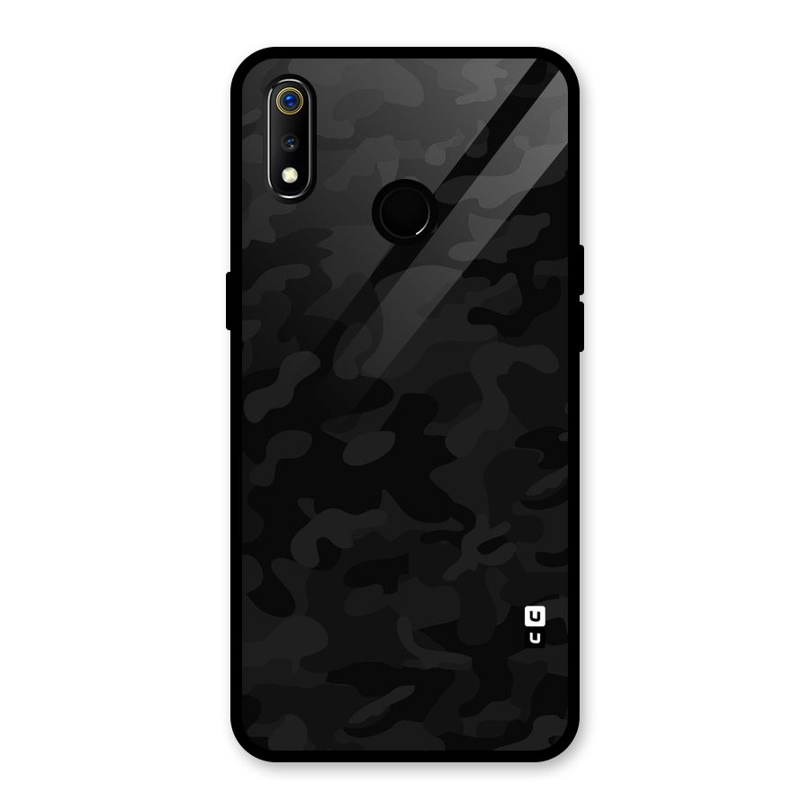 Black Camouflage Glass Back Case for Realme 3i