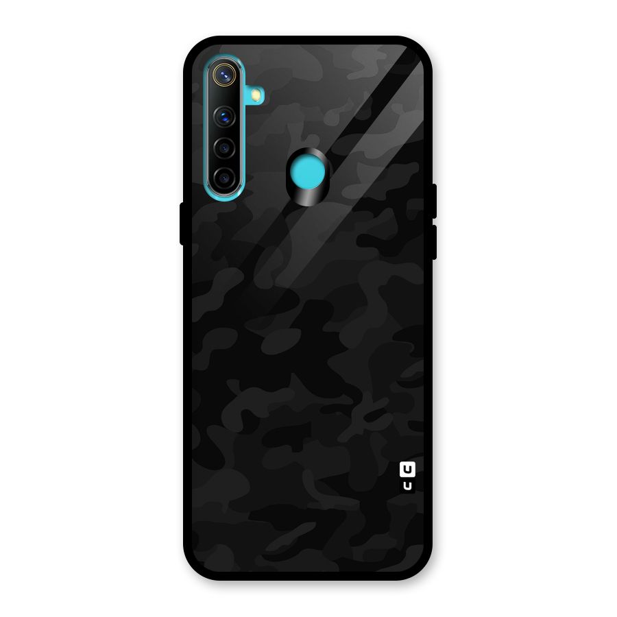Black Camouflage Glass Back Case for Realme 5i