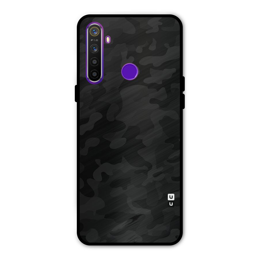 Black Camouflage Glass Back Case for Realme 5s
