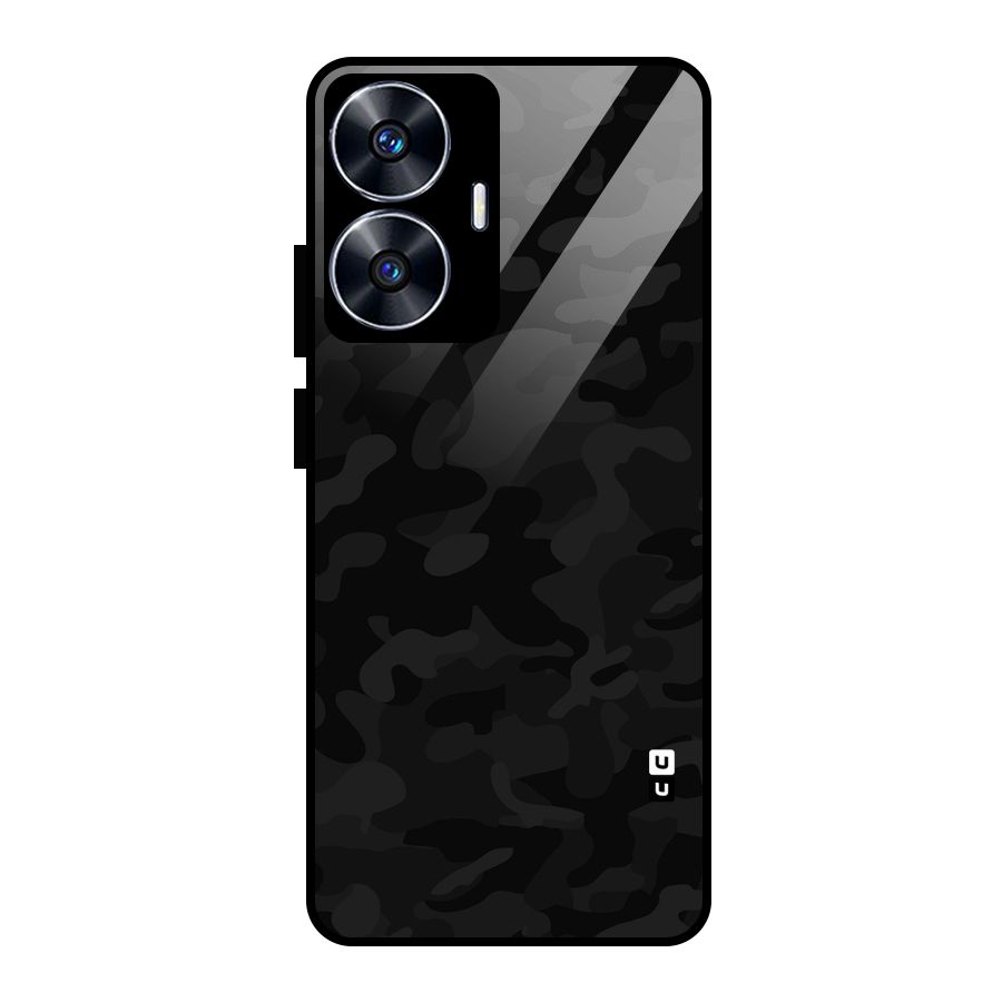 Black Camouflage Glass Back Case for Realme Narzo N55
