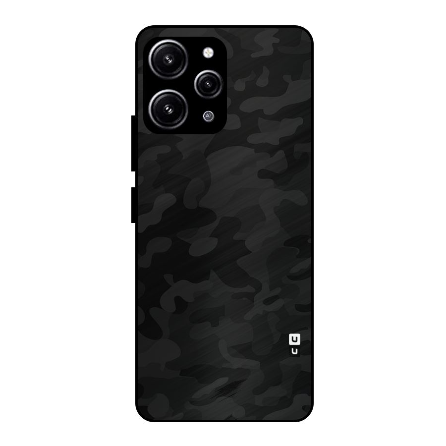 Black Camouflage Glass Back Case for Redmi 12 4G