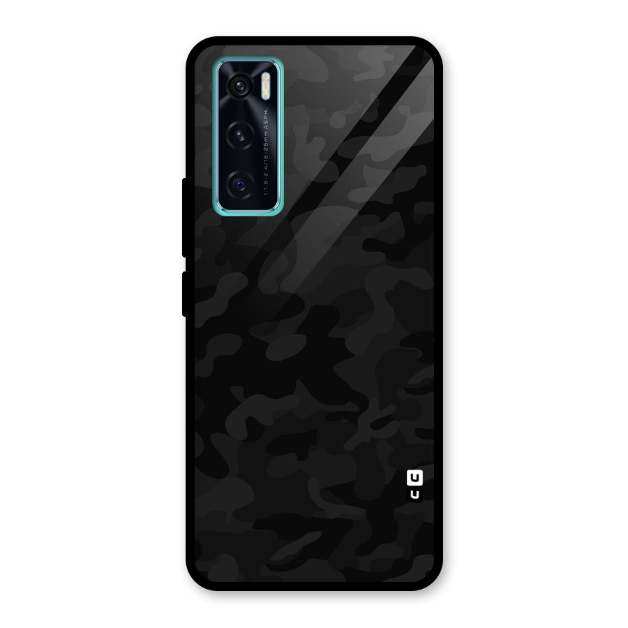 Black Camouflage Glass Back Case for Vivo V20 SE