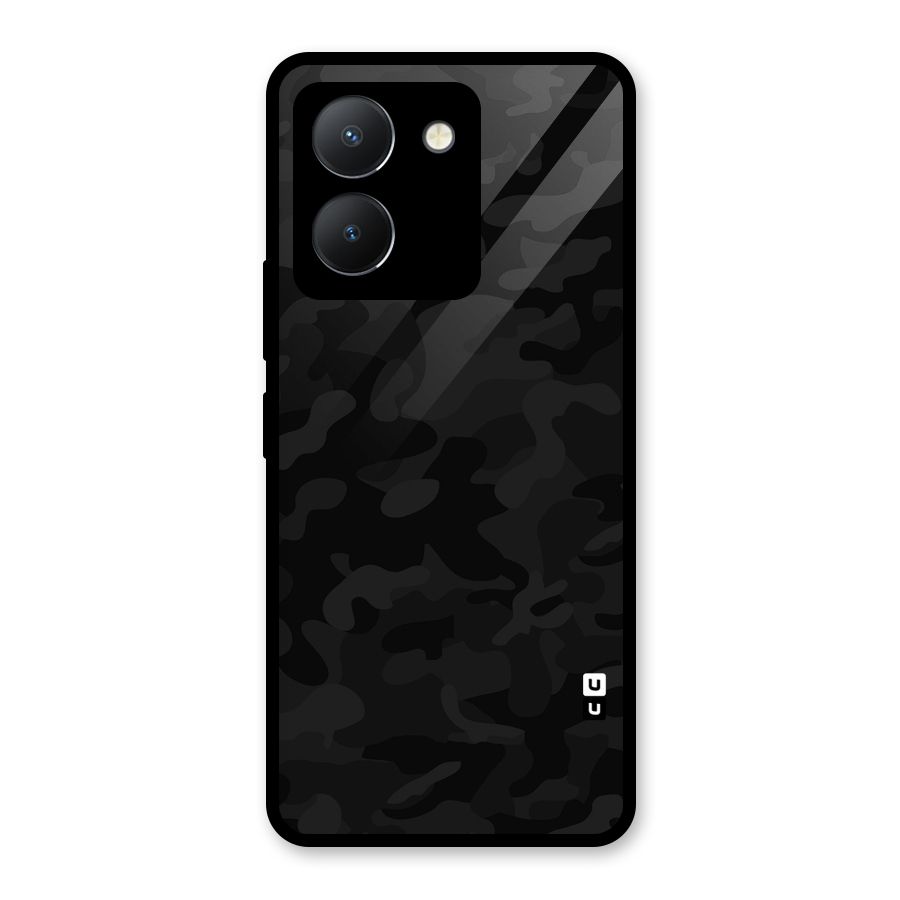 Black Camouflage Glass Back Case for Vivo Y36