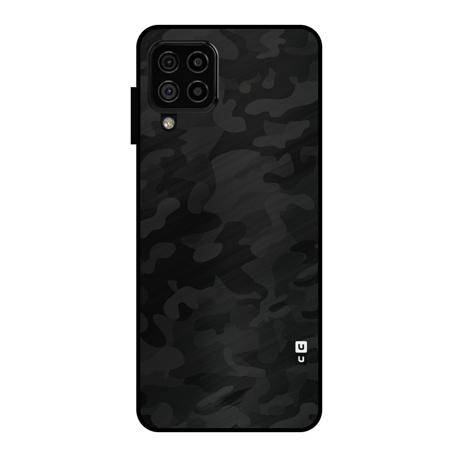 Black Camouflage Metal Back Case for Galaxy A22 4G