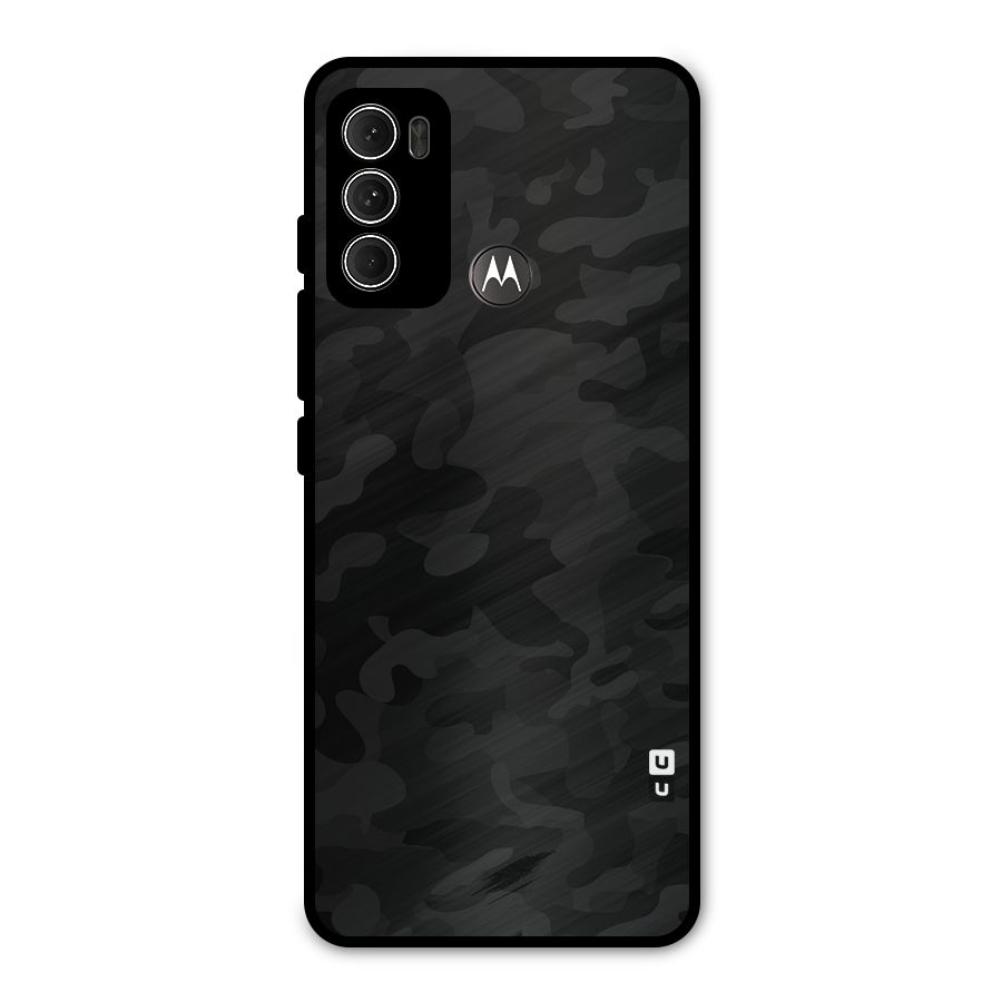 Black Camouflage Metal Back Case for Moto G60