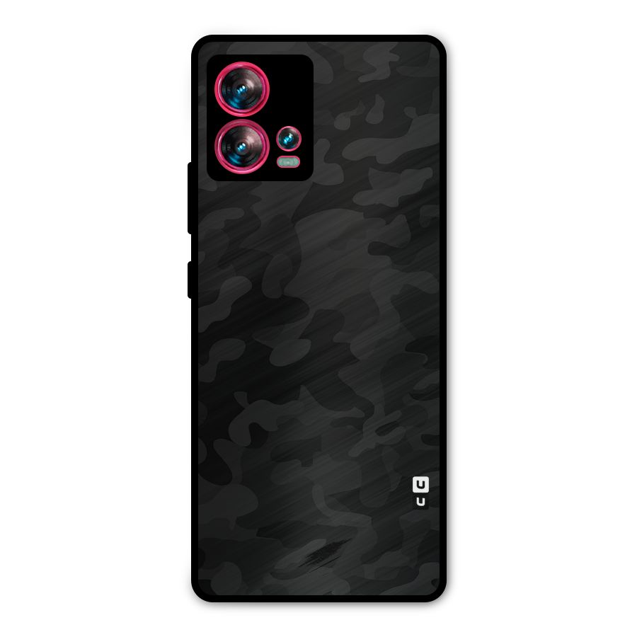 Black Camouflage Metal Back Case for Motorola Edge 30 Fusion