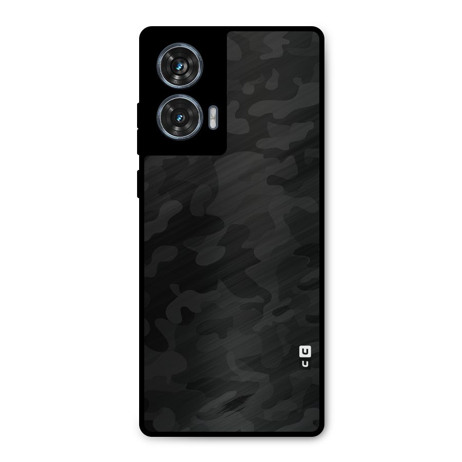 Black Camouflage Metal Back Case for Motorola Edge 50 Fusion