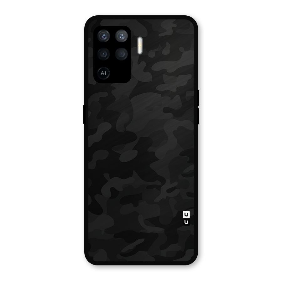 Black Camouflage Metal Back Case for Oppo F19 Pro
