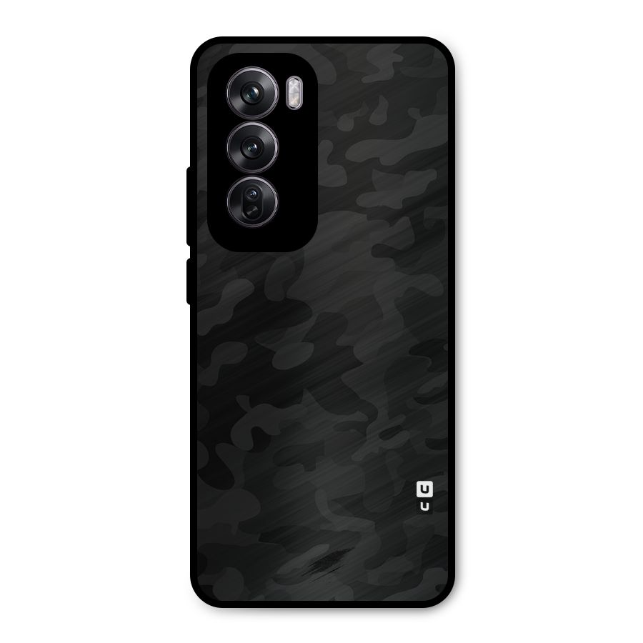 Black Camouflage Metal Back Case for Oppo Reno12 Pro