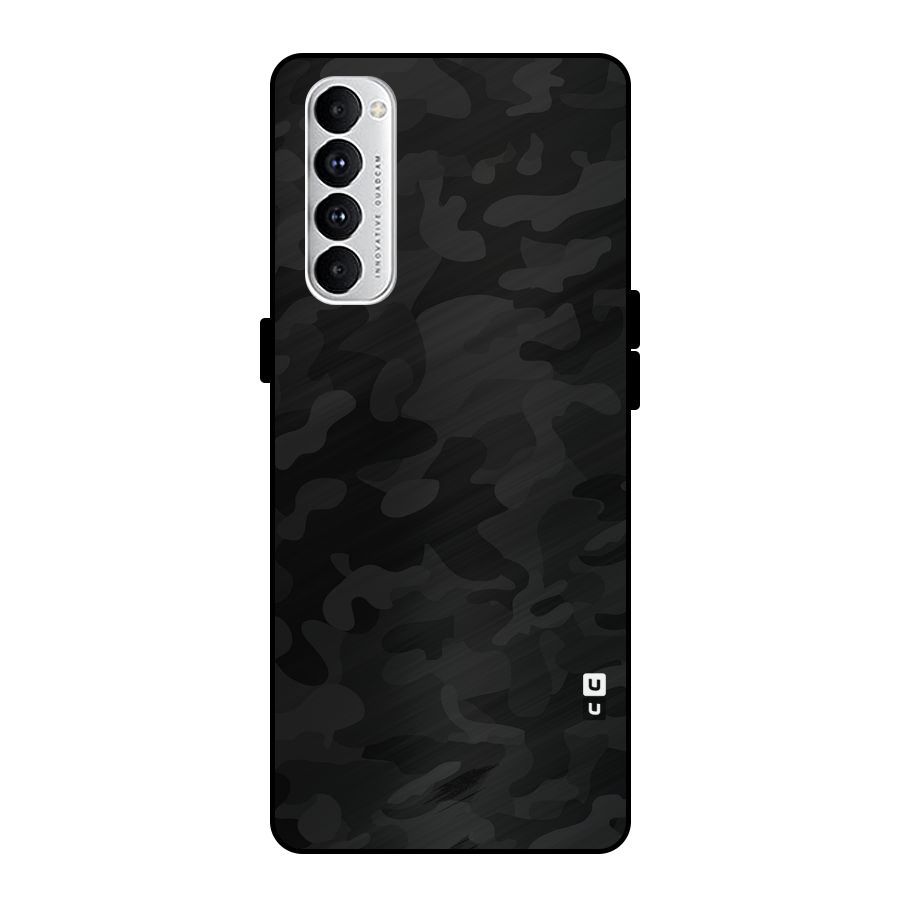 Black Camouflage Metal Back Case for Oppo Reno4 Pro