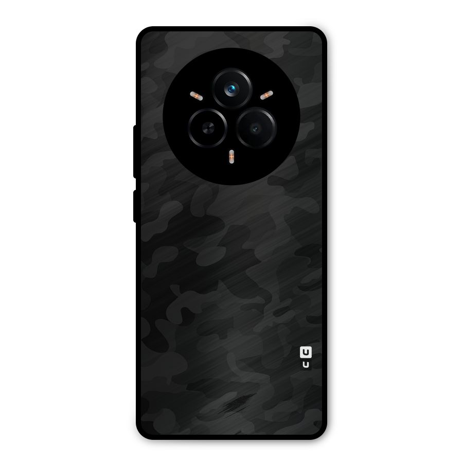 Black Camouflage Metal Back Case for Realme 14 Pro