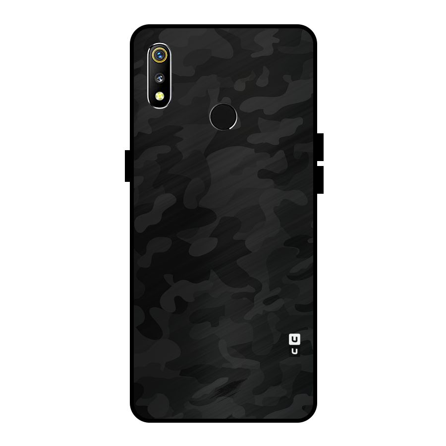 Black Camouflage Metal Back Case for Realme 3i