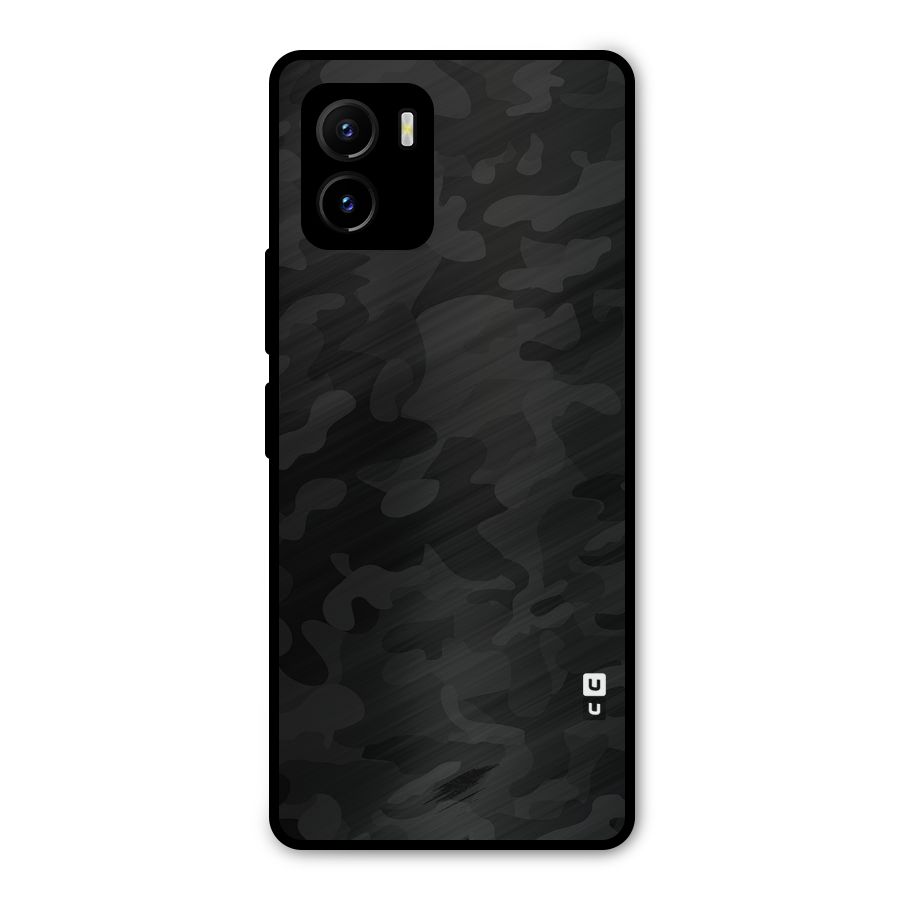 Black Camouflage Metal Back Case for Vivo Y15s