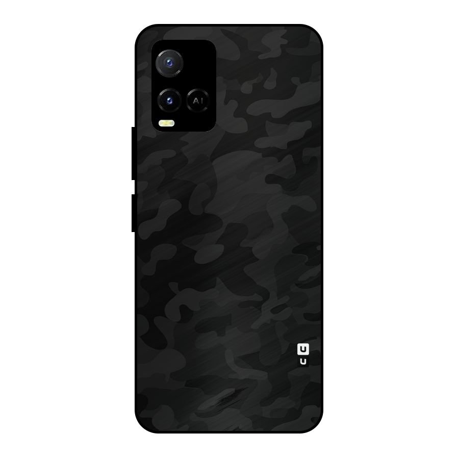 Black Camouflage Metal Back Case for Vivo Y21G