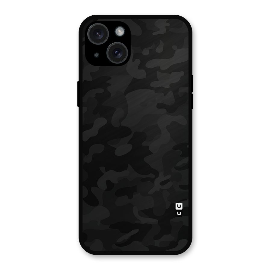 Black Camouflage Metal Back Case for iPhone 15 Plus