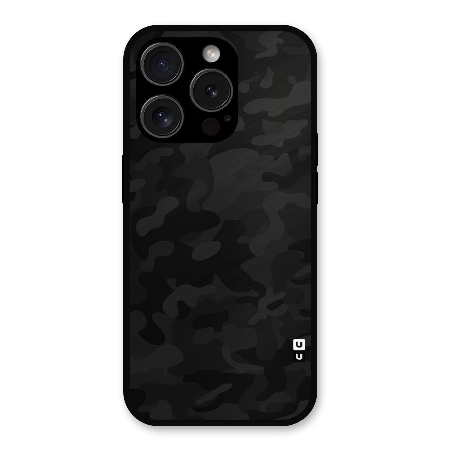 Black Camouflage Metal Back Case for iPhone 15 Pro
