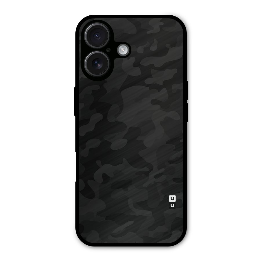 Black Camouflage Metal Back Case for iPhone 16