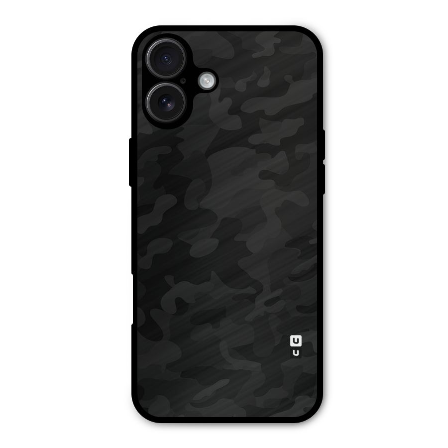Black Camouflage Metal Back Case for iPhone 16 Plus
