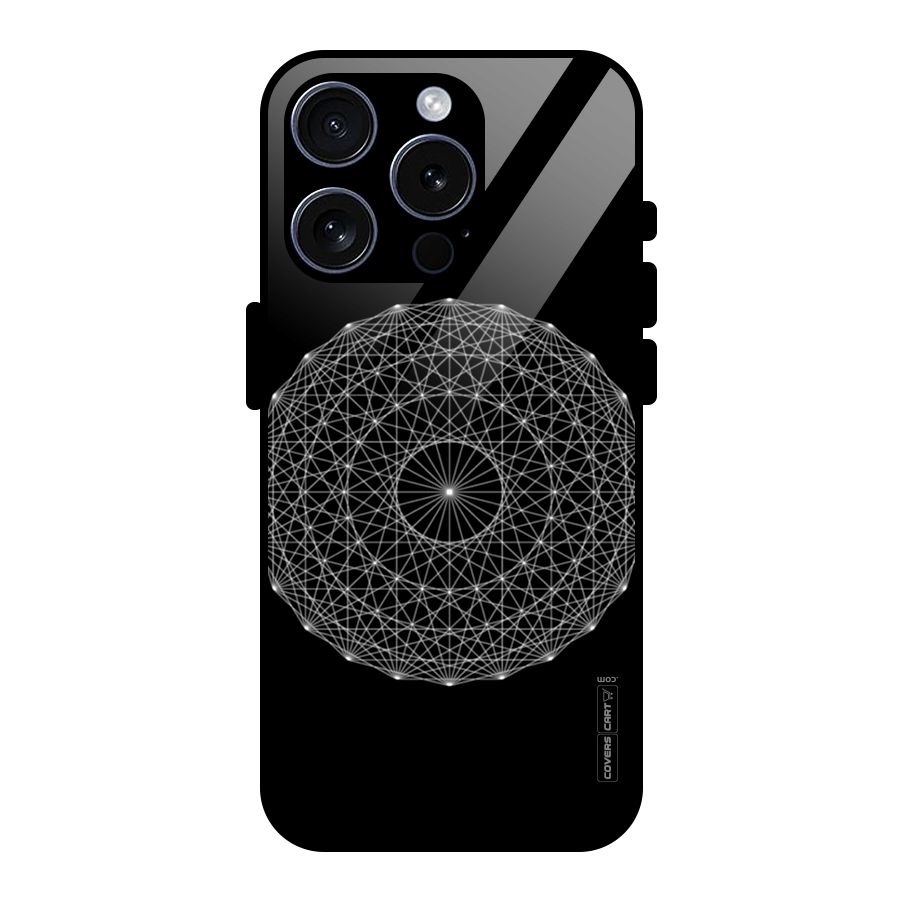 Black Clipart Glass Back Case for iPhone 15 Pro