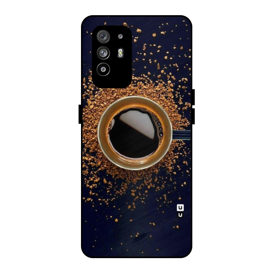Black Coffee Metal Back Case for Oppo F19 Pro Plus 5G