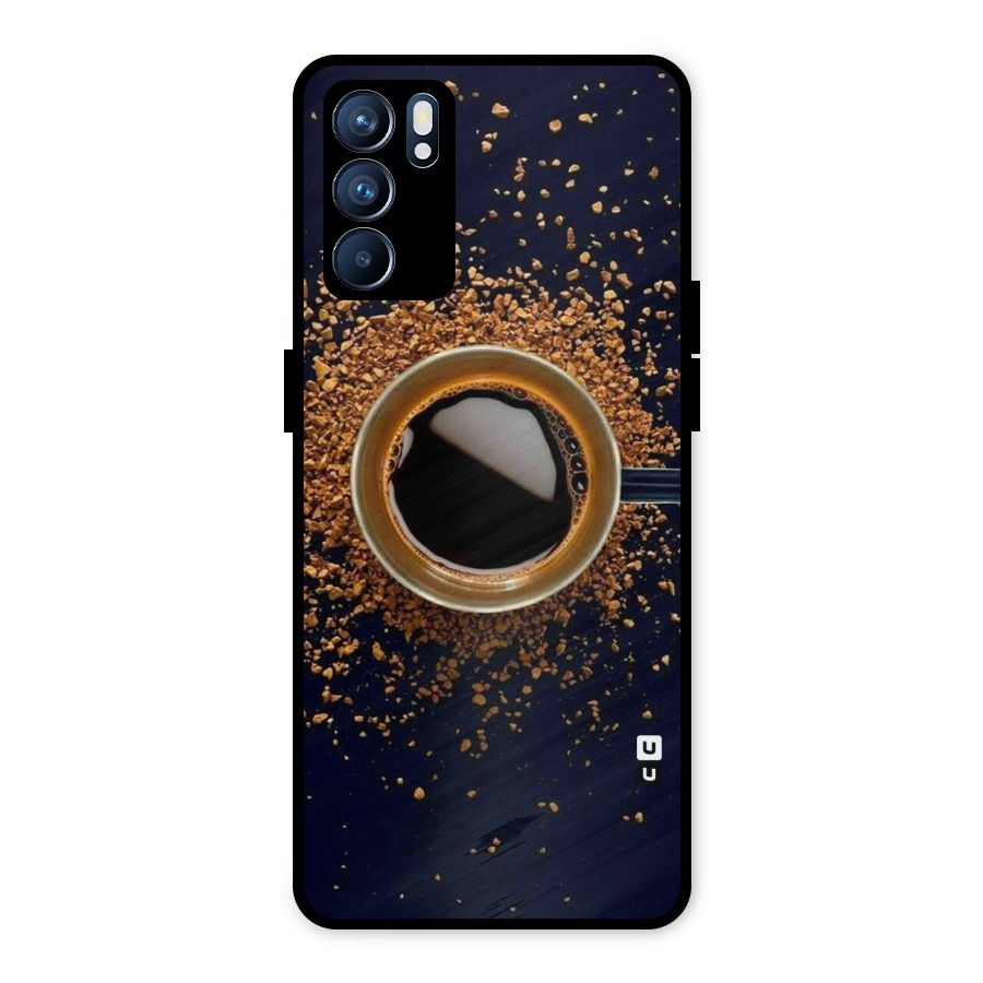 Black Coffee Metal Back Case for Oppo Reno6 5G
