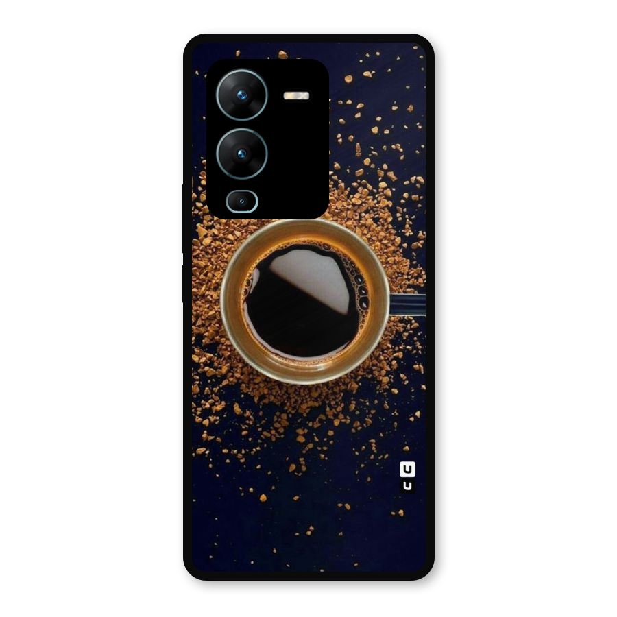 Black Coffee Metal Back Case for Vivo V25 Pro