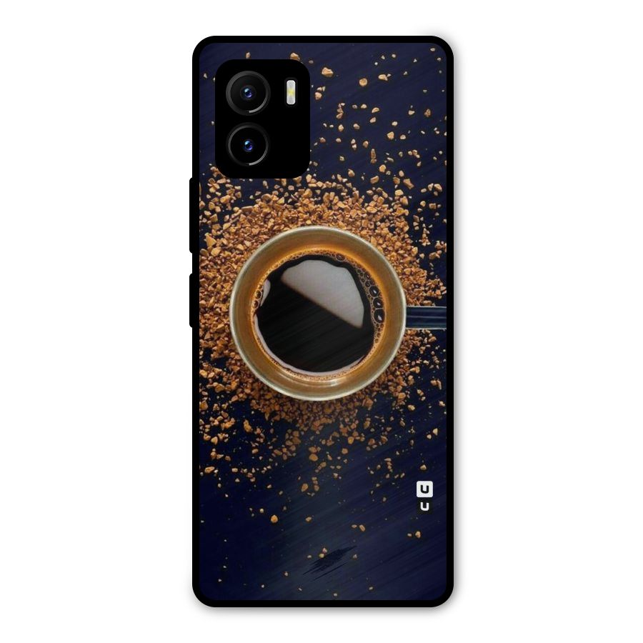 Black Coffee Metal Back Case for Vivo Y15s