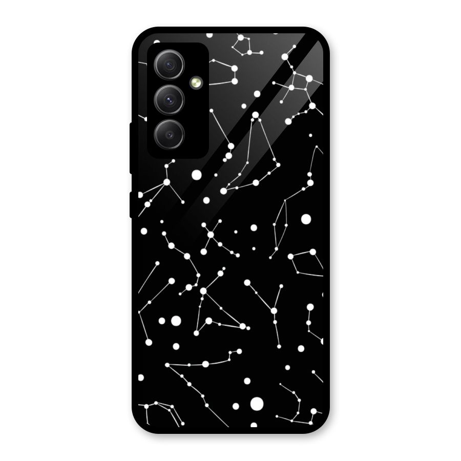 Black Constellation Pattern Glass Back Case for Galaxy A34