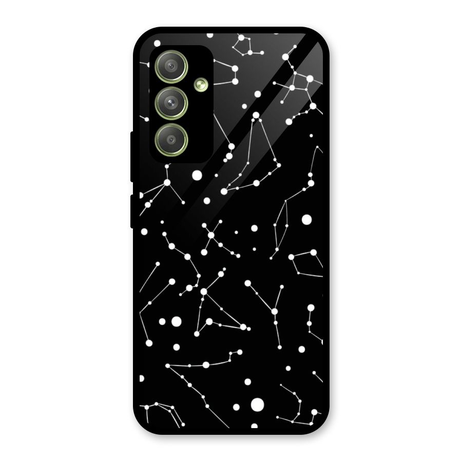 Black Constellation Pattern Glass Back Case for Galaxy A54