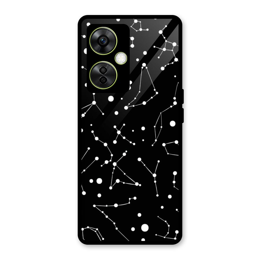 Black Constellation Pattern Glass Back Case for OnePlus Nord CE 3 Lite