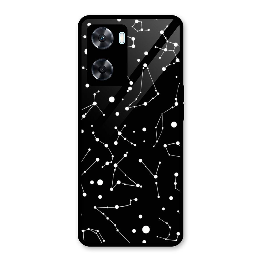 Black Constellation Pattern Glass Back Case for Oppo A77s