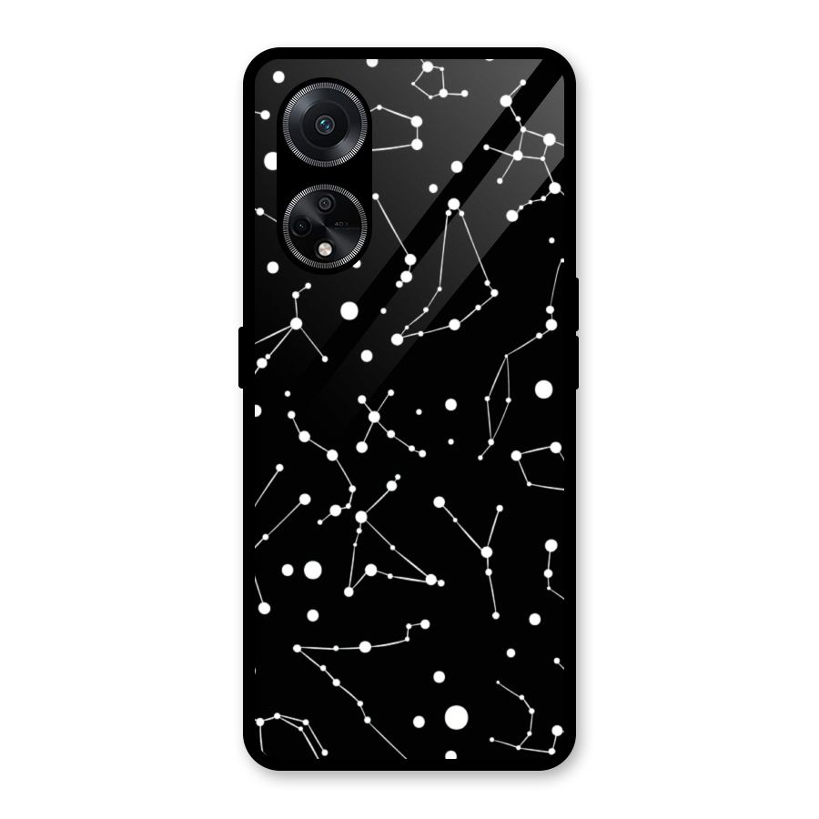 Black Constellation Pattern Glass Back Case for Oppo F23