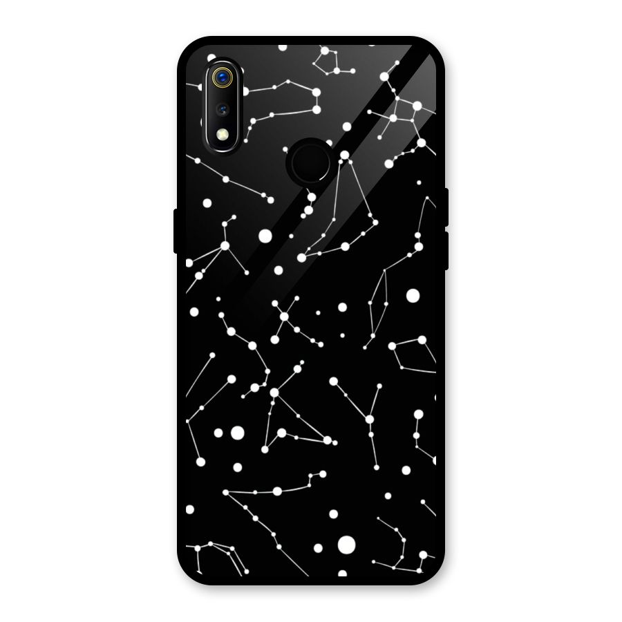 Black Constellation Pattern Glass Back Case for Realme 3i