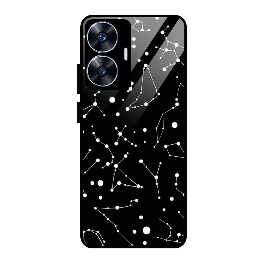 Black Constellation Pattern Glass Back Case for Realme Narzo N55
