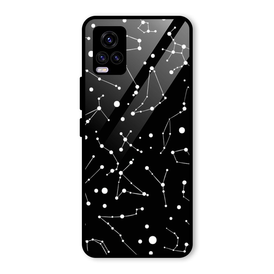 Black Constellation Pattern Glass Back Case for Vivo V20 2021