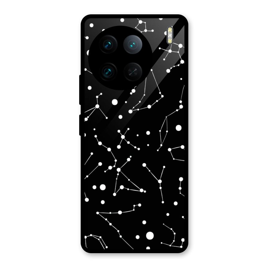 Black Constellation Pattern Glass Back Case for Vivo X90 Pro