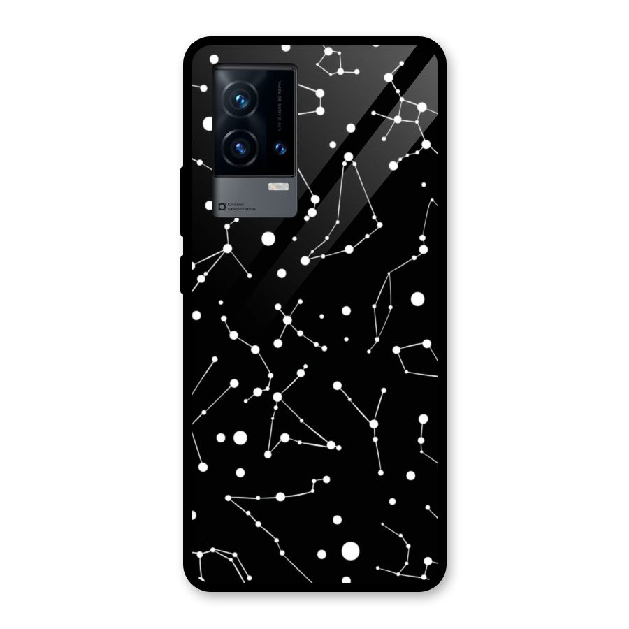 Black Constellation Pattern Glass Back Case for iQOO 9 5G