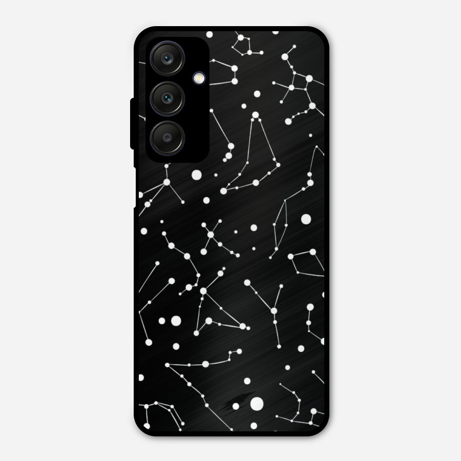 Black Constellation Pattern Metal Back Case for Galaxy A25 5G