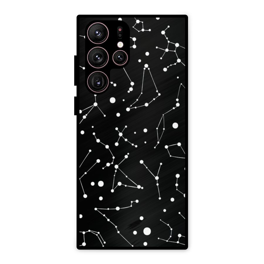 Black Constellation Pattern Metal Back Case for Galaxy S22 Ultra 5G