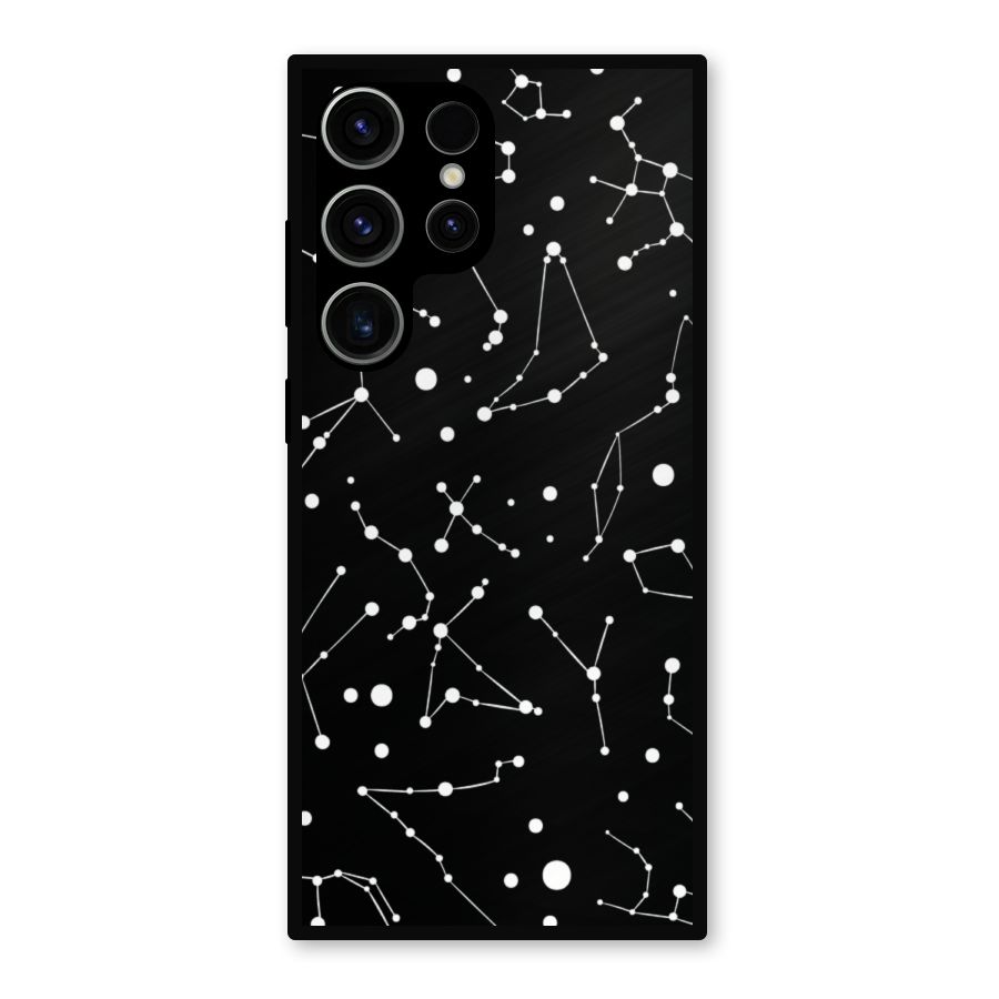 Black Constellation Pattern Metal Back Case for Galaxy S23 Ultra