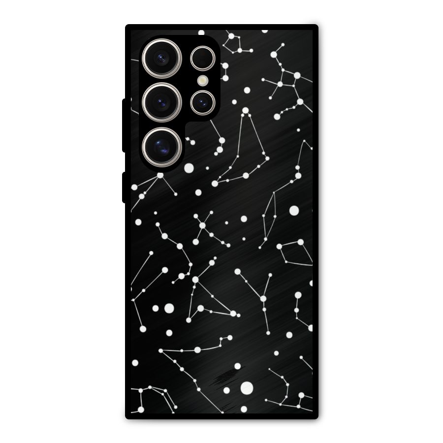 Black Constellation Pattern Metal Back Case for Galaxy S24 Ultra