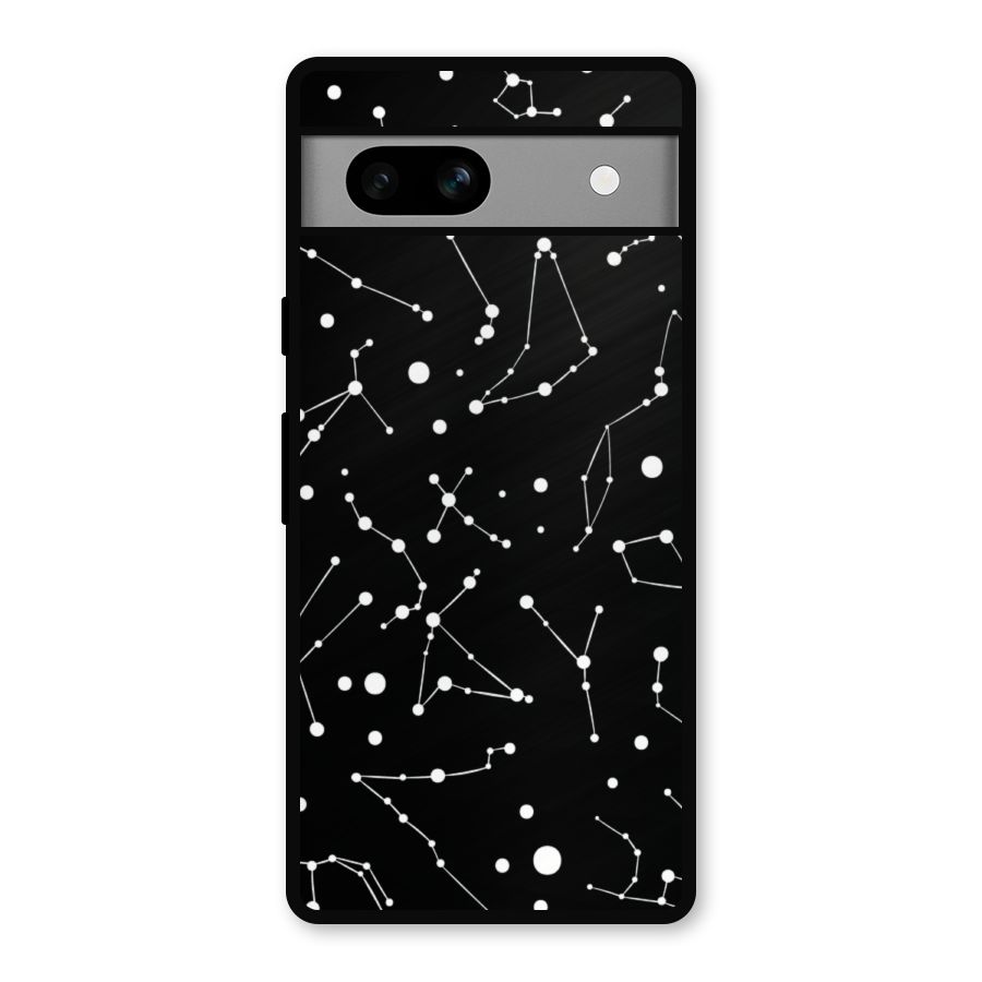 Black Constellation Pattern Metal Back Case for Google Pixel 7a