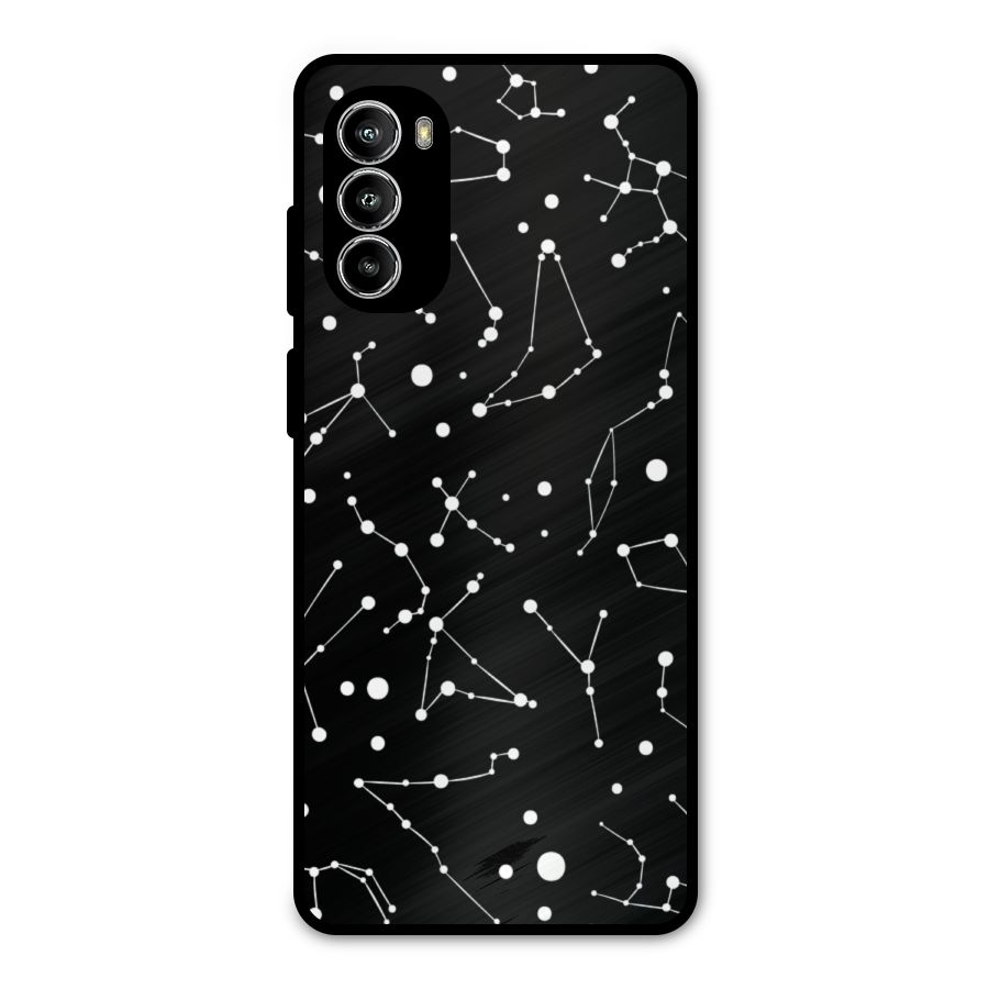Black Constellation Pattern Metal Back Case for Moto G52