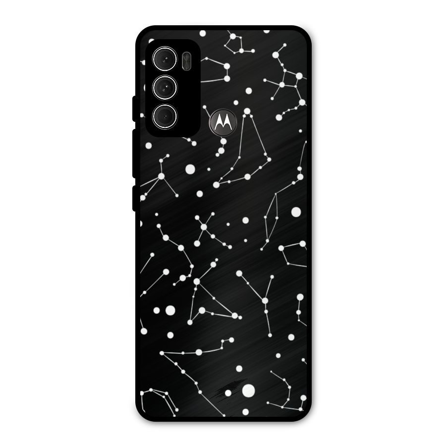 Black Constellation Pattern Metal Back Case for Moto G60
