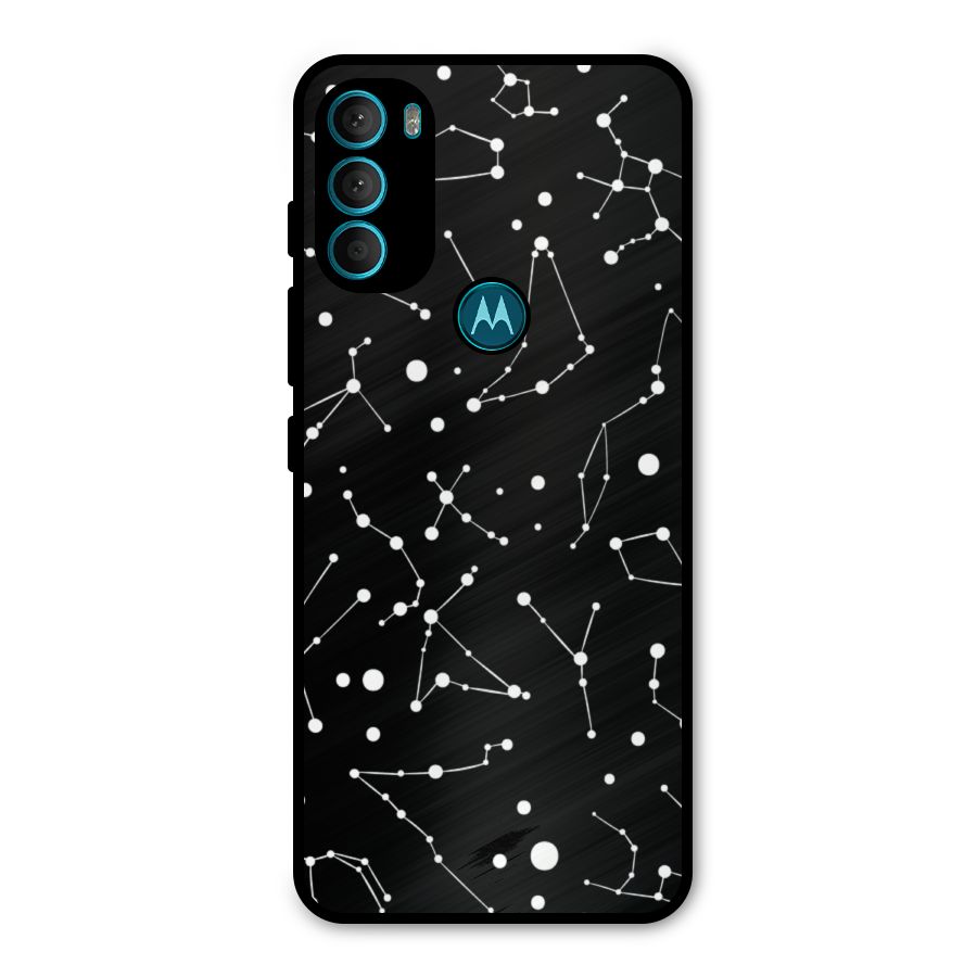 Black Constellation Pattern Metal Back Case for Moto G71 5G