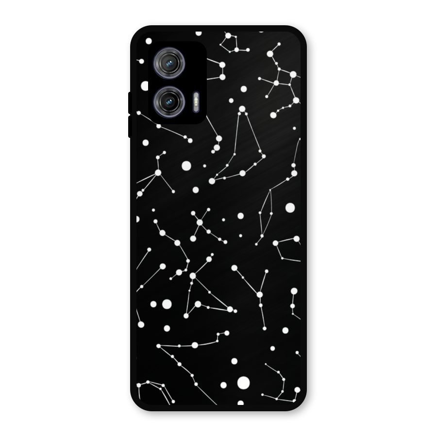 Black Constellation Pattern Metal Back Case for Moto G73