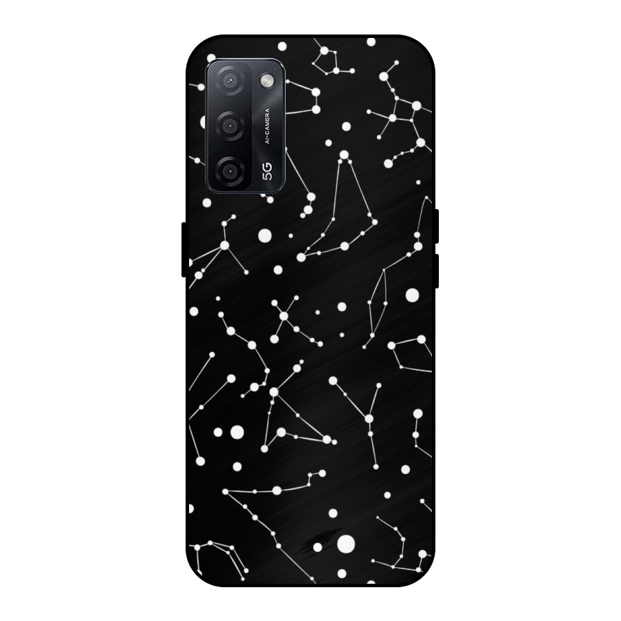 Black Constellation Pattern Metal Back Case for Oppo A53s 5G
