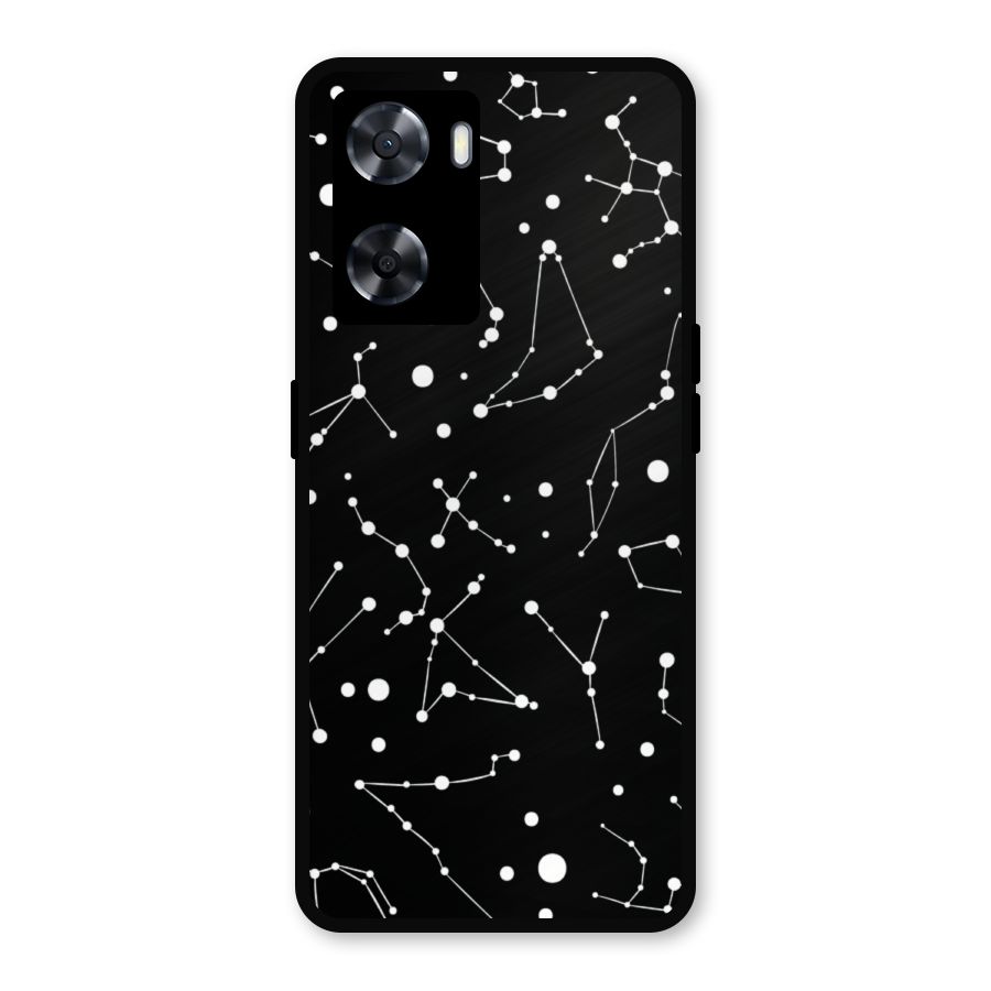 Black Constellation Pattern Metal Back Case for Oppo A57 2022